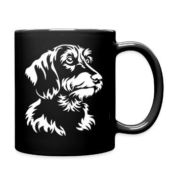 Dackel Kopf "Black Edition" - Tasse einfarbig - Schwarz - Rechts
