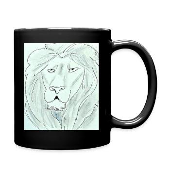 Dessin de tête de lion pur - Mug uni - noir - Droite
