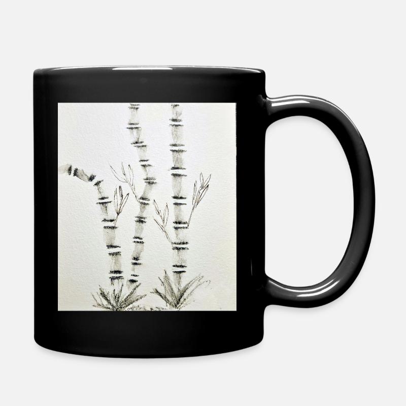 Bamboo Drawing in Ink Style - Full Colour Mug - black