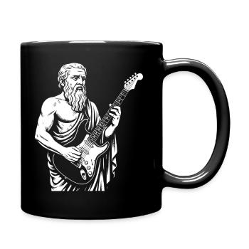 Ancient Philosopher plato plays the guitar - Full Colour Mug - black - Right