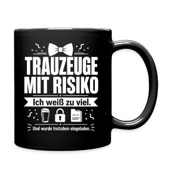 Trauzeuge mit Risiko - Tasse einfarbig - Schwarz - Rechts