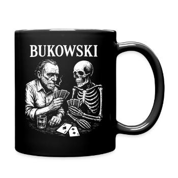 Bukowski spielt Karten mit Skeleton - Tasse einfarbig - Schwarz - Rechts