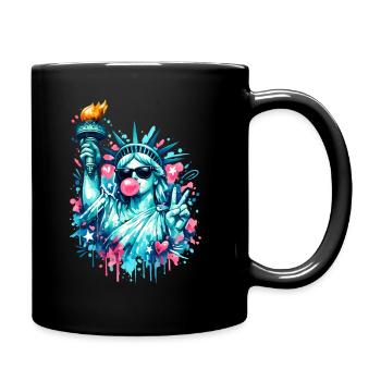 Cool Statue of Liberty with sunglasses & bubblegum - Full Colour Mug - black - Right