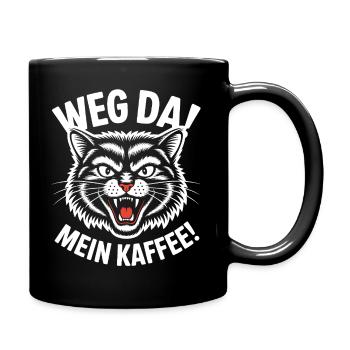 Mein Kaffee - Tasse einfarbig - Schwarz - Rechts