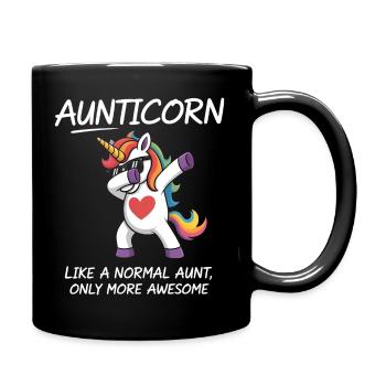 Aunticorn Tante Einhorn Dabbing Spruch Awesome - Tasse einfarbig - Schwarz - Rechts