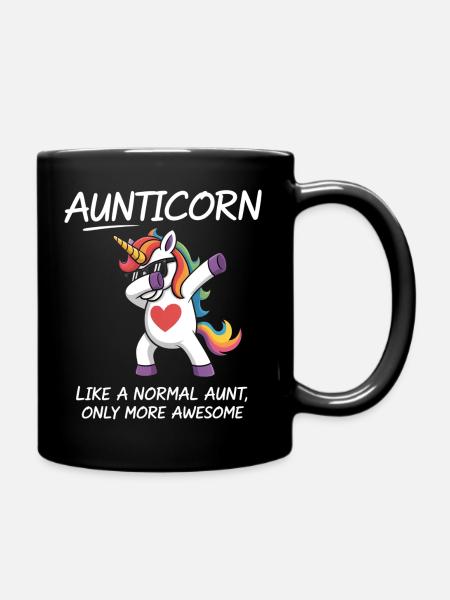 Aunticorn Tante Einhorn Dabbing Spruch Awesome - Tasse einfarbig - Schwarz