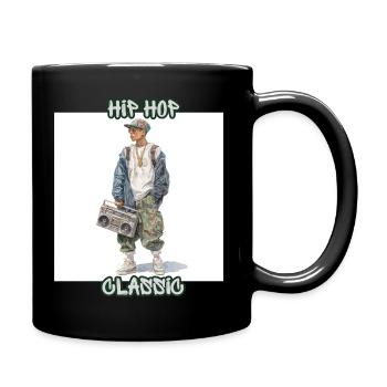 HipHop Klassik Boombox Stil - Tasse einfarbig - Schwarz - Rechts