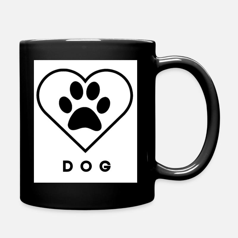 Hundeliebe Pfoten-Herz gross  - Tasse einfarbig - Schwarz