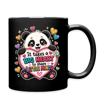 Big Heart Little Minds - Panda Lehrer Erzieher - Tasse einfarbig - Schwarz - Rechts