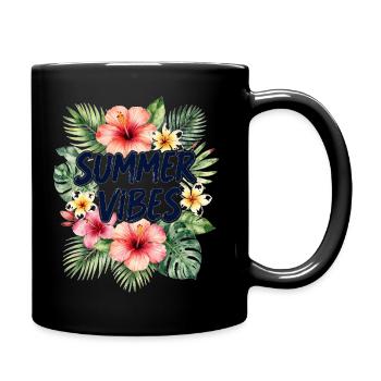 Summer Vibes Tropical Blossoms - Full Colour Mug - black - Right