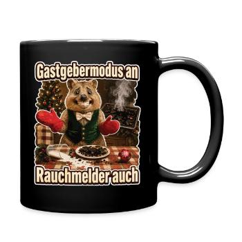 Gastgebermodus an, Rauchmelder auch - Tasse einfarbig - Schwarz - Rechts