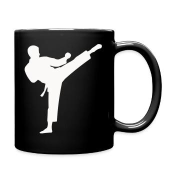 Coup de pied haut en silhouette d’arts martiaux - Mug uni - noir - Droite