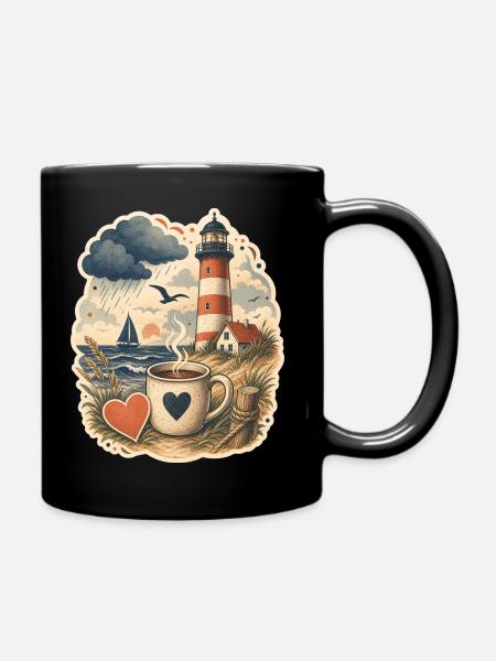 North Coast Lighthouse - Full Colour Mug - black