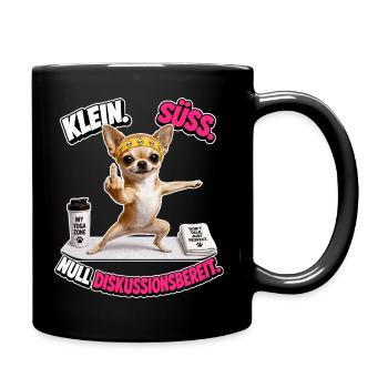 Klein süss und nicht diskutierbar - Tasse einfarbig - Schwarz - Rechts