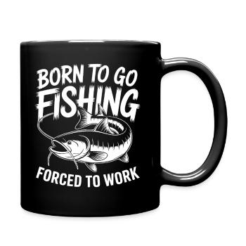 Né pour la pêche - Mug uni - noir - Droite
