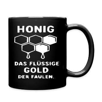 Honigwaben Tropfendes Gold - Tasse einfarbig - Schwarz - Rechts