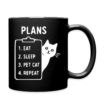Plan pour chats : Manger, dormir, caresser - Mug uni - noir - Droite