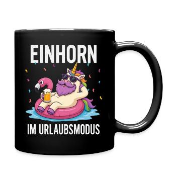 Lustiges Einhorn Urlaub Bier Party Urlaubsmodus - Tasse einfarbig - Schwarz - Rechts
