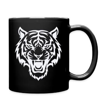 Stylized tiger head pattern - Full Colour Mug - black - Right