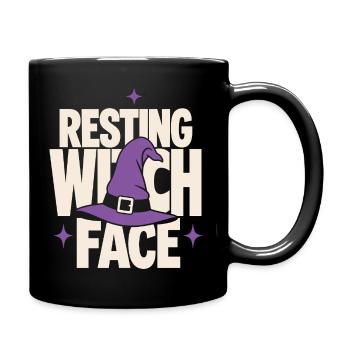 Chapeau de Sorcière au Visage de Sorcière au repos - Mug uni - noir - Droite