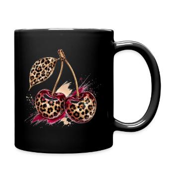 Leoparden-Kirschen | Stylisches Cherry Design  - Tasse einfarbig - Schwarz - Rechts
