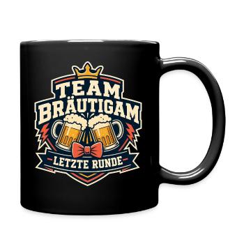 Team Bräutigam Letzte Runde JGA Junggesellen - Tasse einfarbig - Schwarz - Rechts
