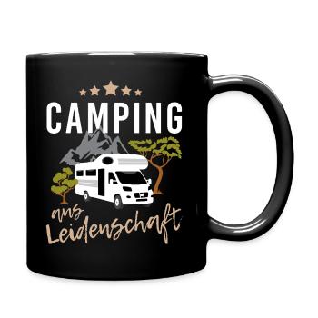 Camping aus Leidenschaft mit Wohnwagen in Natur - Tasse einfarbig - Schwarz - Rechts