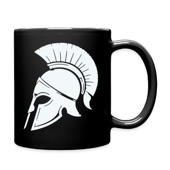 Spartanischer Helmschutz Grafik Blau - Tasse einfarbig - Schwarz - Rechts