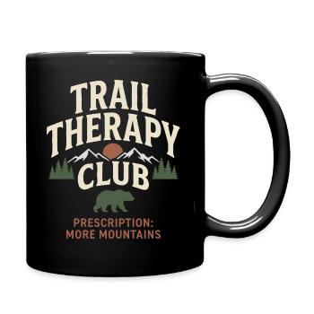 Berge – Trail Therapy Club - Tasse einfarbig - Schwarz - Rechts