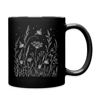 Flowers and bees - Full Colour Mug - black - Right