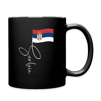 Serbia Flag Manuscript - Full Colour Mug - black - Right