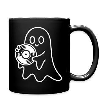 Ghost with vinyl record - Full Colour Mug - black - Right
