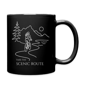 cyclist woman mountains Take the Scenic Route - Tasse einfarbig - Schwarz - Rechts