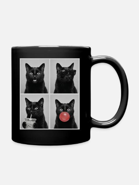 Katzen schwarze Katze - Tasse einfarbig - Schwarz