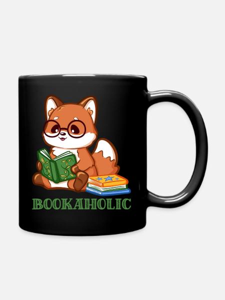 Niedlicher Fuchs mit Spruch und Lesebrille - Tasse einfarbig - Schwarz
