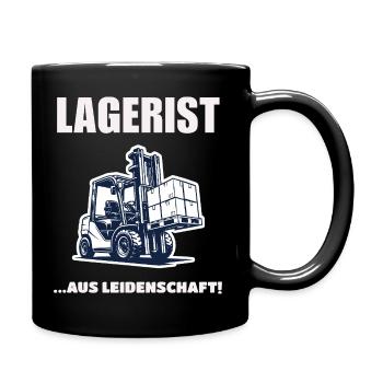 Lagerist Aus Leidenschaft Staplerfahrer Geschenk - Tasse einfarbig - Schwarz - Rechts
