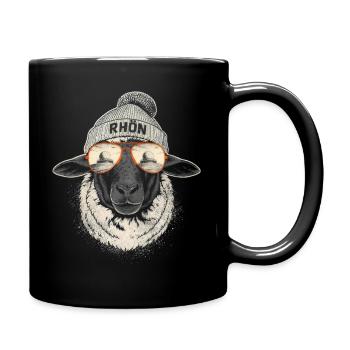 Rhönschaf auf der Wasserkuppe - Tasse einfarbig - Schwarz - Rechts