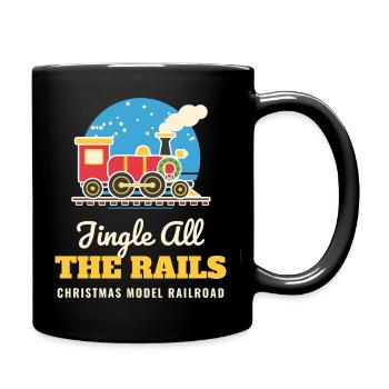 Jingle All the Rails Modelleisenbahn-Weihnachten - Tasse einfarbig - Schwarz - Rechts