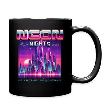 Neon Nights Synthwave Retro 80s Skyline Geschenk - Tasse einfarbig - Schwarz - Rechts