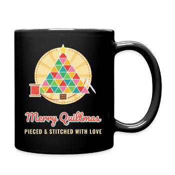 Fröhliche Quiltmas Lustige Weihnachtsquilterin - Tasse einfarbig - Schwarz - Rechts