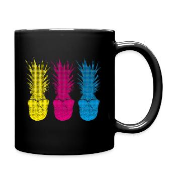 Pop Art Pinapples > Three Neon Colored Fruits - Tasse einfarbig - Schwarz - Rechts