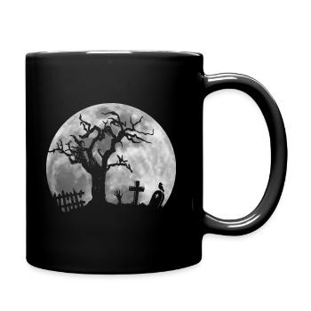 Mond Friedhof Zombie aus dem Grab Ausbruch - Tasse einfarbig - Schwarz - Rechts