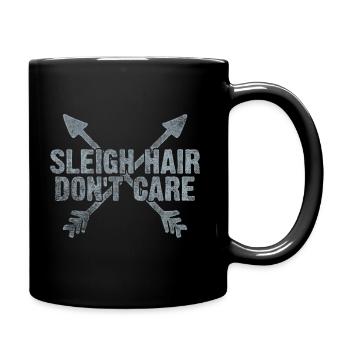 Lustiges Weihnachtsschlitten-Haar interessieren sich nicht Geschenk-Idee - Tasse einfarbig - Schwarz - Rechts