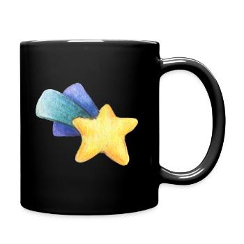 Shooting star crayon drawing - Full Colour Mug - black - Right