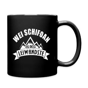 Wei Schifoan is des Leiwandste - Tasse einfarbig - Schwarz - Rechts