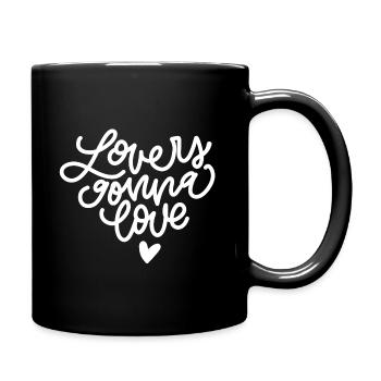 Lovers Gonna Love Monoline Lettering - Full Colour Mug - black - Right