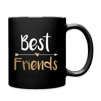 Beste Freunde Best Friends - gold weiß - Tasse einfarbig - Schwarz - Rechts