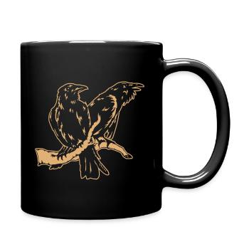 Hugin und Munin 01 invers - Tasse einfarbig - Schwarz - Rechts
