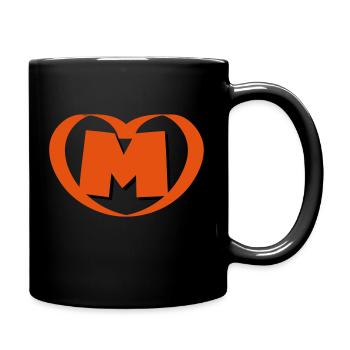 Herz mit Buchstabe M - Tasse einfarbig - Schwarz - Rechts