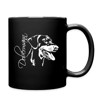 DOBERMANN Hundeportrait Wilsigns Hund Hunde - Tasse einfarbig - Schwarz - Rechts